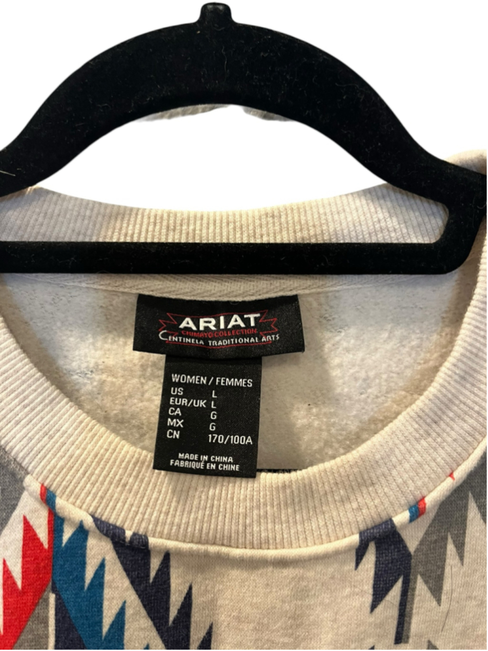 Ariat Cropped Chimayo Grande Print Sweatshirt Size L Southwestern Boho Aztec - Picture 3 of 9